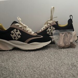 Tory Burch Black and Cream Sneakers